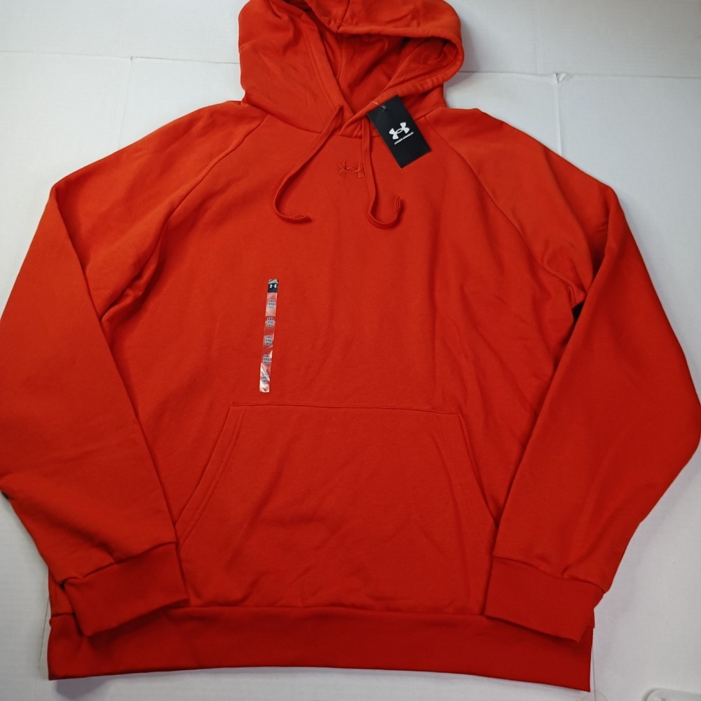 Under Armour Rival Fleece Hoodie Men's Size‎ 2XL Surplus Orange Pullover 1379757